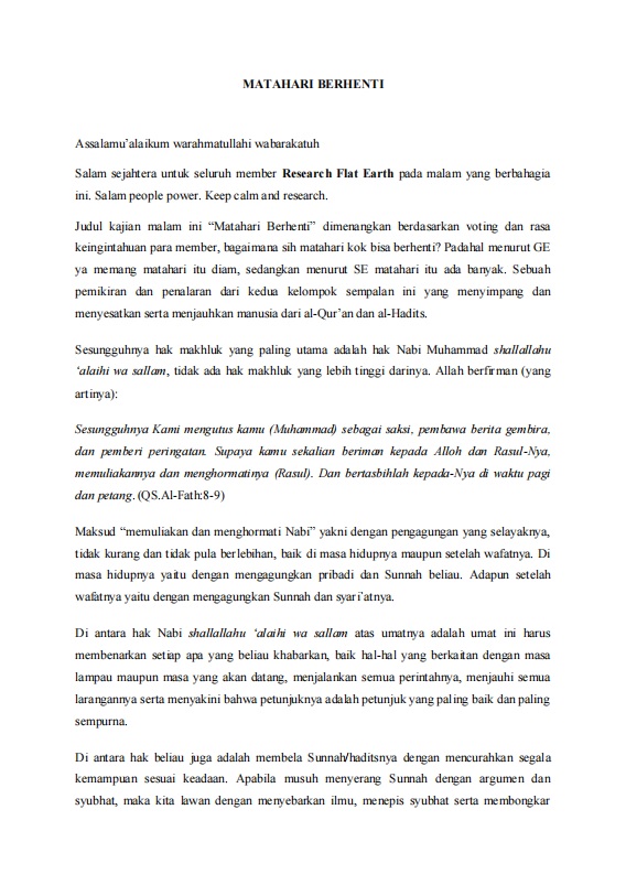 Research Flat Earth - Matahari Berhenti Cover