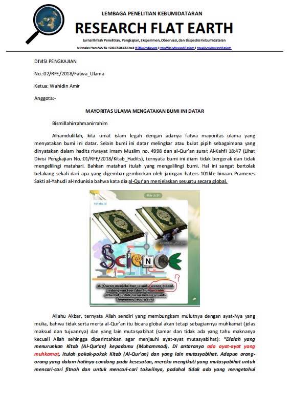 Research Flat Earth - Mayoritas Ulama Mengatakan Bumi ini Datar Cover